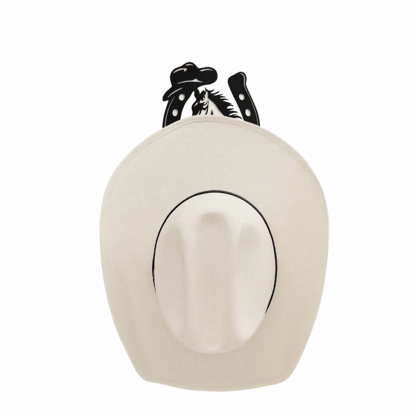 Cabide Suporte Porta Chapéu Boné Country Cowboy Acrílico Preto ou Porta com Fita Dupla Face
