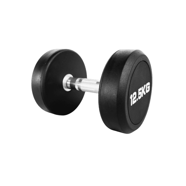 DUMBBELL REDONDO INJETADO 12,5 KG – PEGADA CROMADA RECARTILHADA