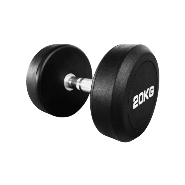 DUMBBELL REDONDO INJETADO 20 KG – PEGADA CROMADA RECARTILHADA