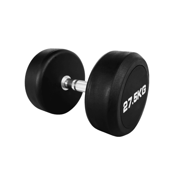 DUMBBELL REDONDO INJETADO 25 KG – PEGADA CROMADA RECARTILHADA