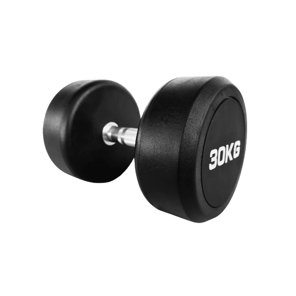 DUMBBELL REDONDO INJETADO 30 KG – PEGADA CROMADA RECARTILHADA