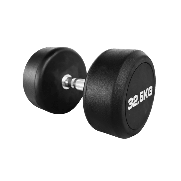 DUMBBELL REDONDO INJETADO 32,5 KG – PEGADA CROMADA RECARTILHADA