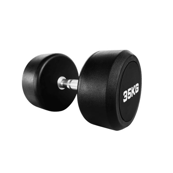 DUMBBELL REDONDO INJETADO 35 KG – PEGADA CROMADA RECARTILHADA