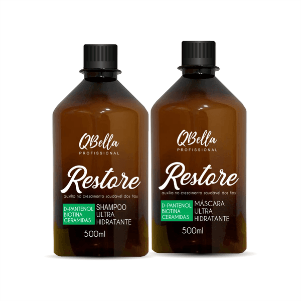 KIT RESTORE QBELLA PROFISSIONAL SHAMPOO E MÁSCARA 2X500ML 