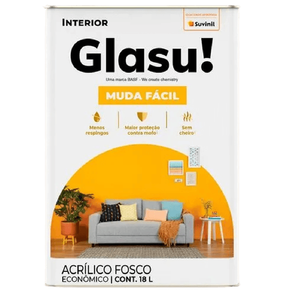 TINTA ACRÍLICA FOSCO MUDA FÁCIL AREIA 18L GLASU!
