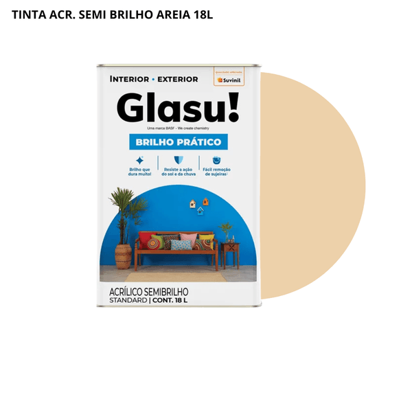 TINTA ACRÍLICA SEMI BRILHO AREIA 18L GLASU!