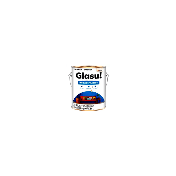 TINTA ACRÍLICA SEMI BRILHO BRANCO NEVE GLASU! 3,6 L
