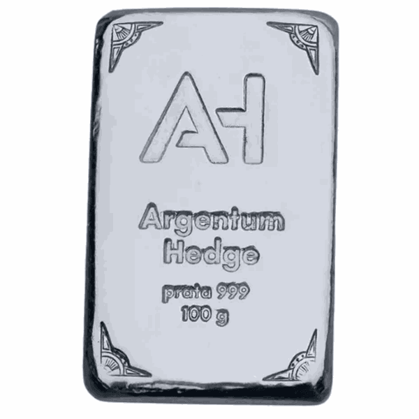 Barra de Prata Argentum Hedge AgH 100g Ag 999