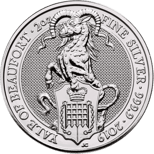  Moeda de Prata Royal Mint Queens Beasts Yale of Beaufort 2 Oz 2019