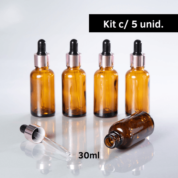 Frasco De Vidro Âmbar Conta-Gotas 30ml Kit c/5 - Rosé