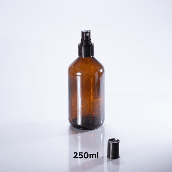Frasco De Vidro Âmbar Válvula Spray 250ml - Preta