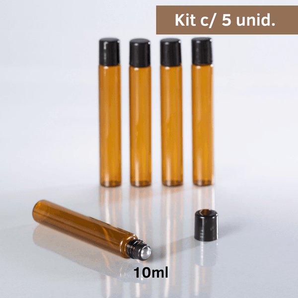 Frasco de Vidro Âmbar Roll-on Fino 10ml Preto
