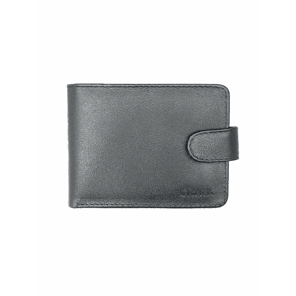 Carteira Masculina Em Couro Legitimo Preto Com Fecho 