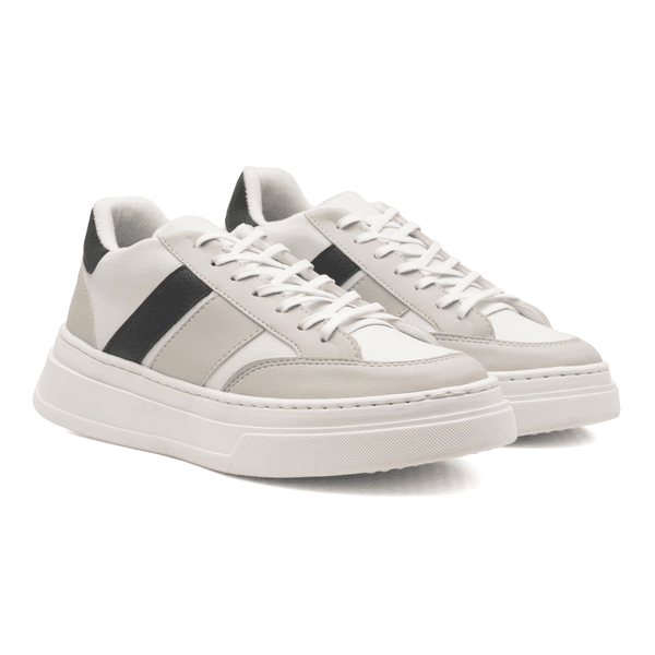 Tênis Masculino Estilo Street Sola Alta Confortável Branco Com Cinza