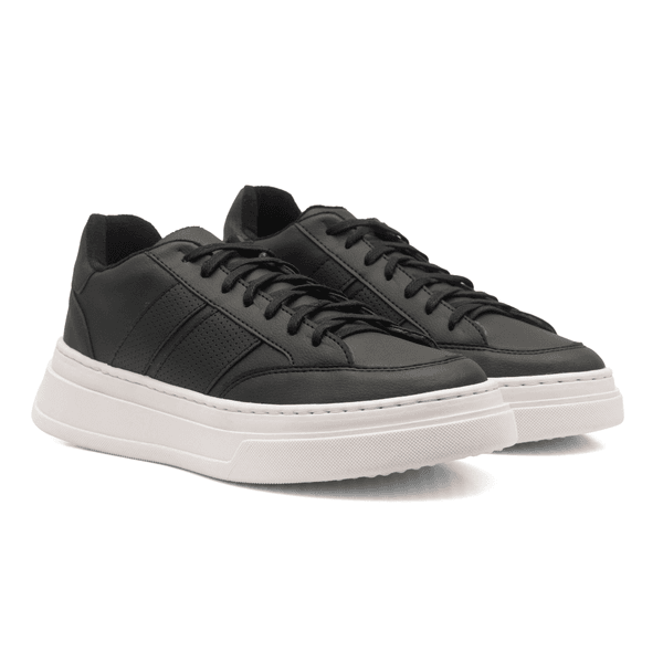 Tênis Masculino Estilo Street Sola Alta Confortável Preto Sola Branca