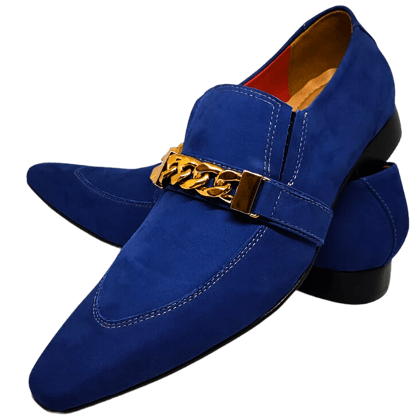 Sapato Masculino Italiano Social Executivo em Couro Azul Social Ref: D252 Outlet