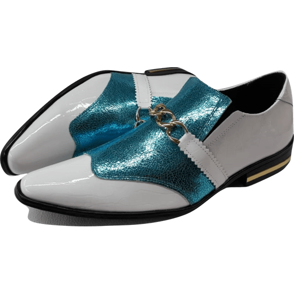 Sapato Masculino Em Couro Social Executivo Azul Metalizado Veneza Collection Ref: 3023