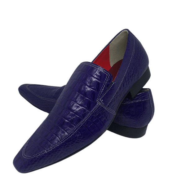 Mocassim Masculino Italiano Em Couro Croko Roxo Ref: D559