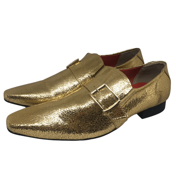 Sapato Masculino Italiano em Couro Flowers Dourado 3D Ref: 1302