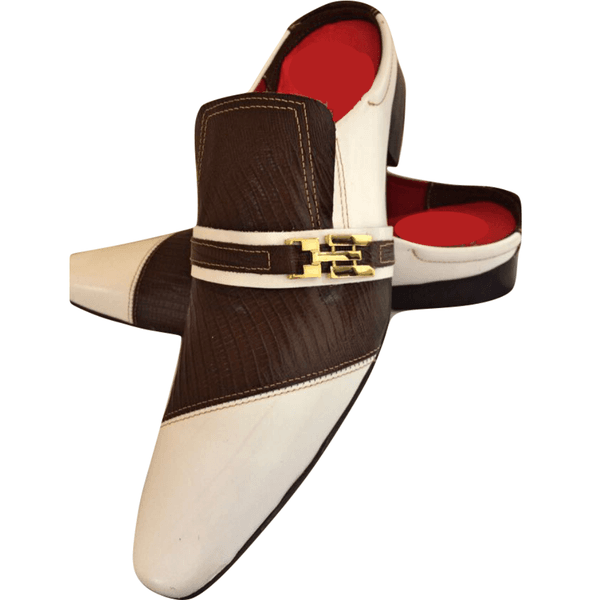 Mule Masculino Em Couro - Babuche - Brown White - Ref: 758