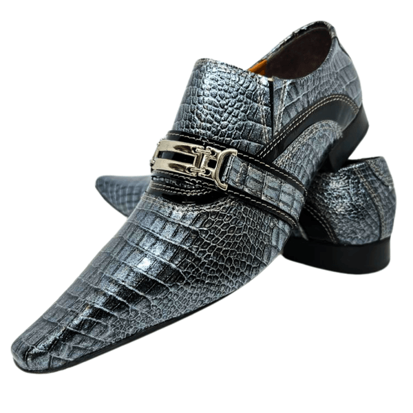 Sapato Masculino Italiano Em Couro Guiness Prata Ref: 1144 - Outlet