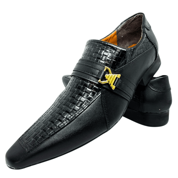 Sapato Masculino Italiano Em Couro Social Executivo Preto Tricê Ref D941 Outlet