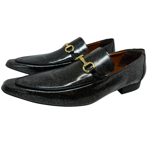 Mocassim Masculino Em Couro Preto Pontilhado Brilho Star Gold Ref: D948