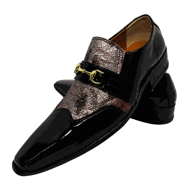 Sapato Masculino Italiano Em Couro Preto Envernzado Ref: D958 Outlet