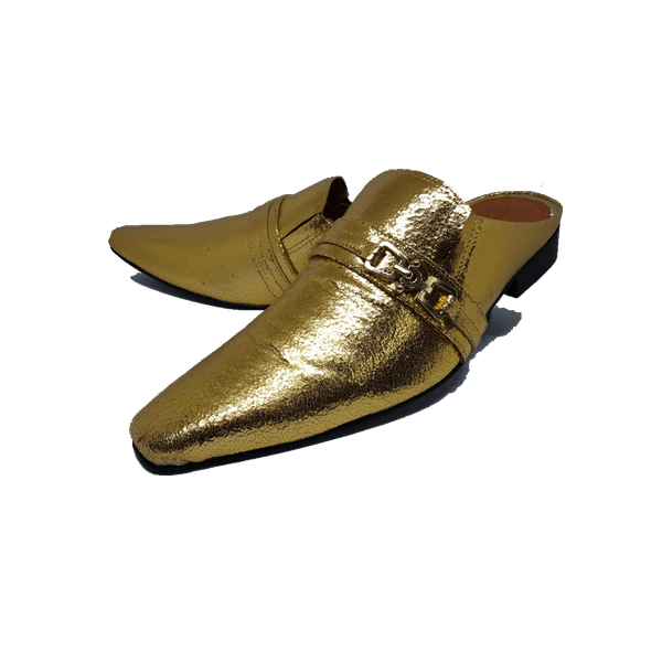 Babuche Masculino Italiano Em Couro Social Executivo Dourado Andres Ref: 1014 Dourado Dourado