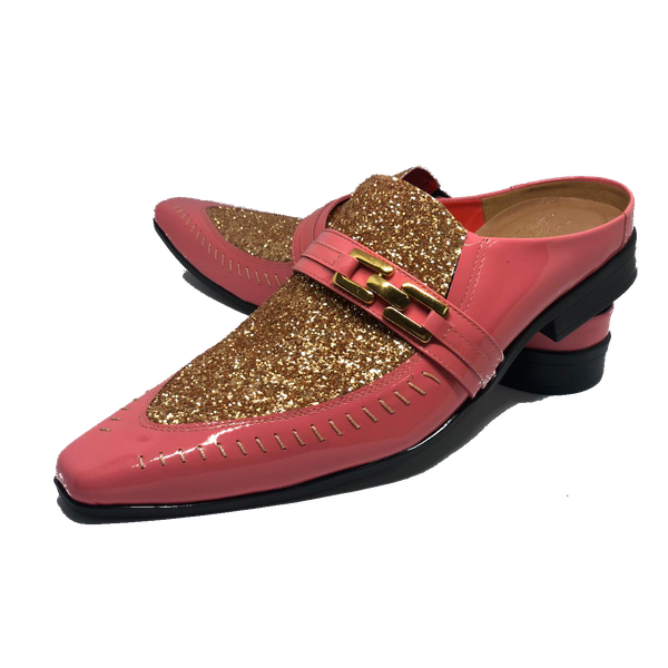 Babuche Masculino Italiano em Couro Social Executivo Azimut Rosa Ref: 1017 Rosa