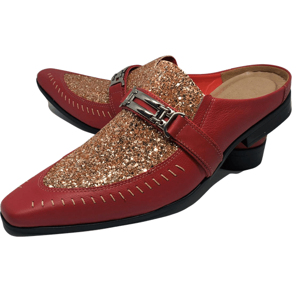 Babuche Masculino Dubai em Couro Social Executivo em Couro - Vermelho - Zero Ref: 1018 Outlet