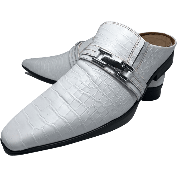 Babuche Masculino Em Couro Social Executivo Branco Vianna Dubai Collection Ref: 1022 Branco