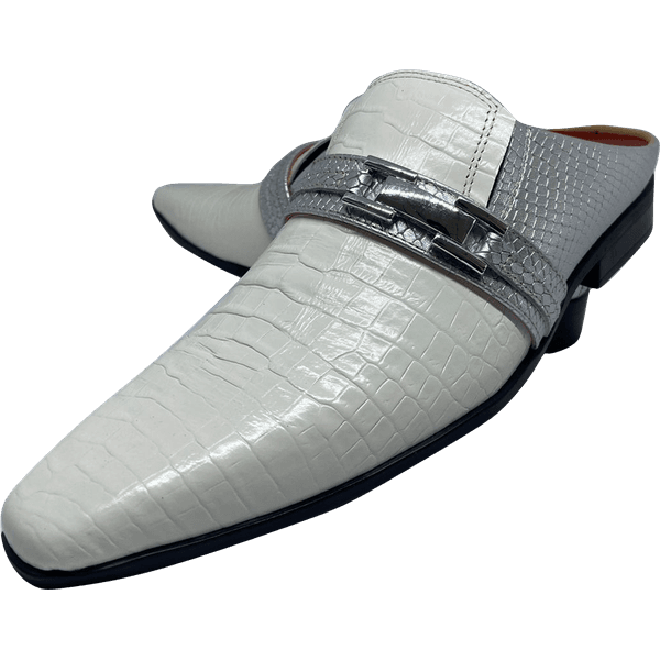 Babuche Masculino Em Couro Social Executivo Branco Peace Dubai Collection Ref: 1030 Branco