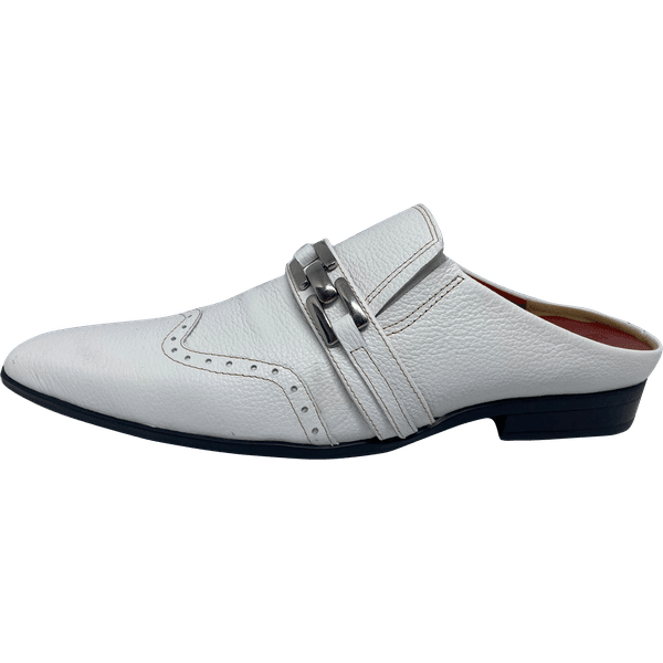 Babuche Masculino Em Couro Social Executivo Branco Optical Dubai