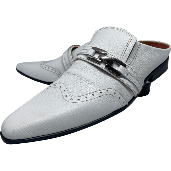 Babuche Masculino Em Couro Social Executivo Branco Optical Dubai