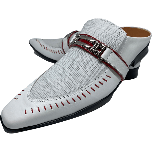 Babuche Masculino Em Couro Social Executivo Branco Poptical Dubai Collection Ref: 1037 Branco