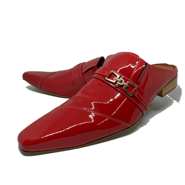 Babuche Masculino Dubai em Couro Social Executivo em Couro - Vermelho - Credit Ref: 1039 - Outlet
