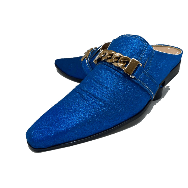 Babuche Masculino Dubai em Couro Social Executivo em Couro - Azul - Schwarcz Ref: 1042 Azul