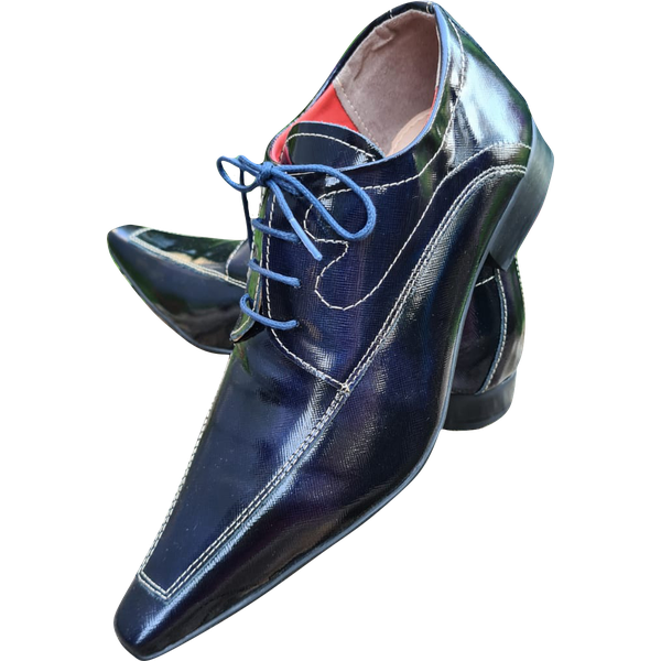 Sapato Masculino Italiano em Couro Social Executivo Kierkegaard Ref: 1067 Azul Azul