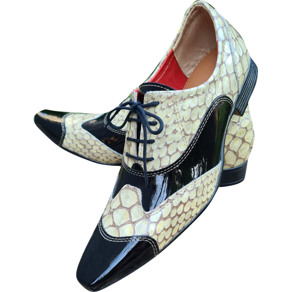 Sapato Italiano Masculino Em Couro Social Executivo Branco Optical Collection Ref: 1171 Branco Branco