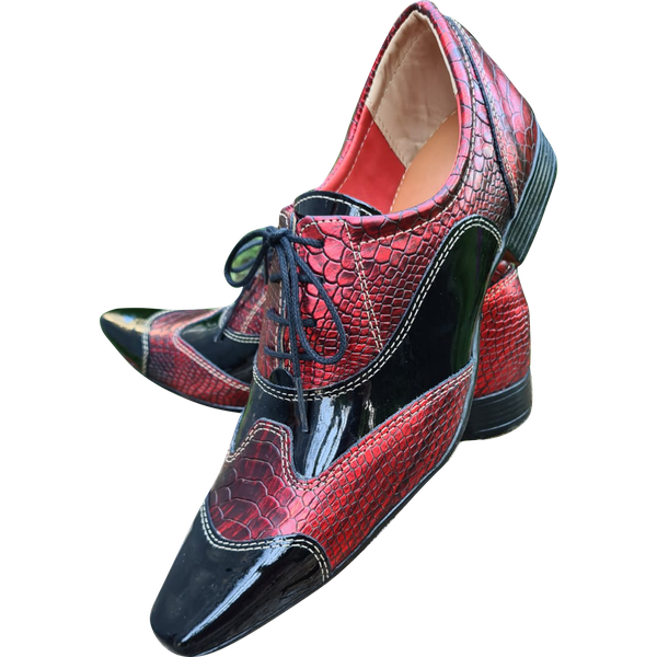 Sapato Masculino Italiano em Couro Social Executivo em Couro - Vermelho - Cobra Ref: 1172 Vermelho Vermelho