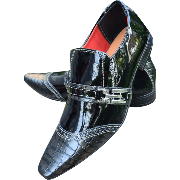 Sapato Masculino Italiano em Couro Social Executivo Preto Life Bico Fino Ref: 1175 Preto