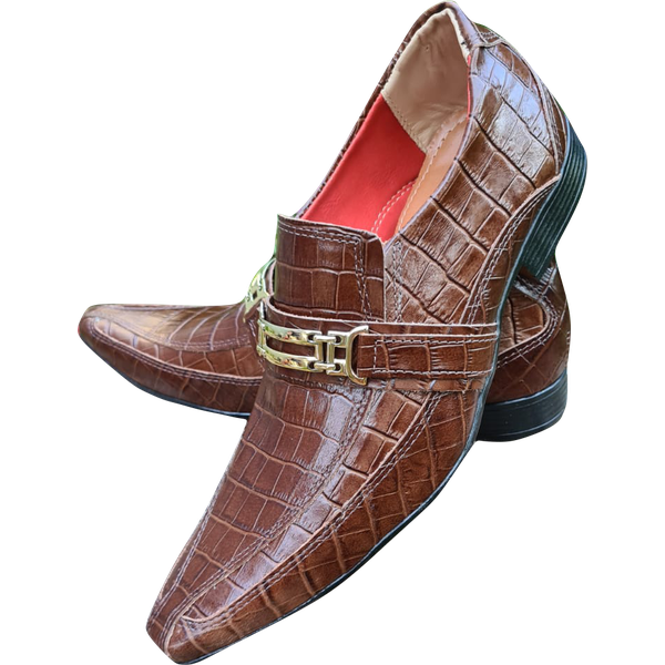 Sapato Masculino Em Couro Social Executivo Marrom Brown Italian Collection Ref: 1187 Marrom