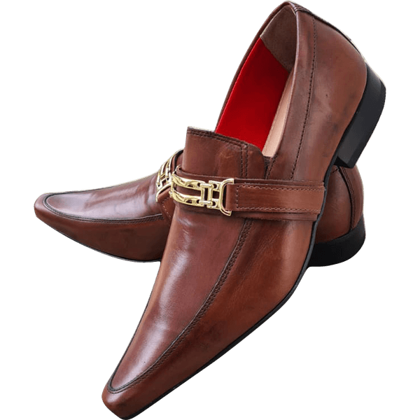 Sapato Masculino Em Couro Social Executivo Marrom Cheval Italian Collection Ref: 1194 Marrom