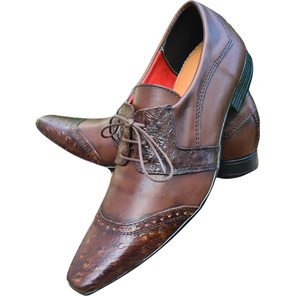 Sapato Masculino Em Couro Social Executivo Marrom Dots Italian Collection Ref: 1197 Marrom