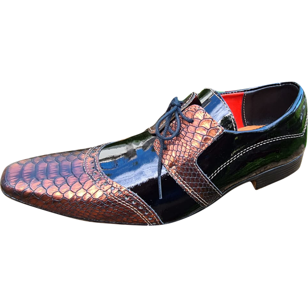 Sapato Masculino Italiano em Couro Cobre Cobra Ref: 1198 Laranja