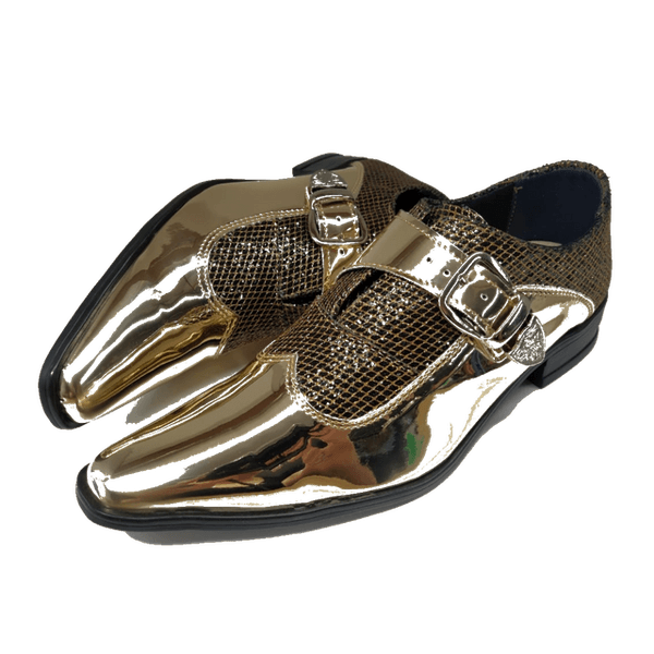 Sapato Masculino Em Couro Social Executivo Dourado Andres Veneza Collection Ref: 683 Dourado