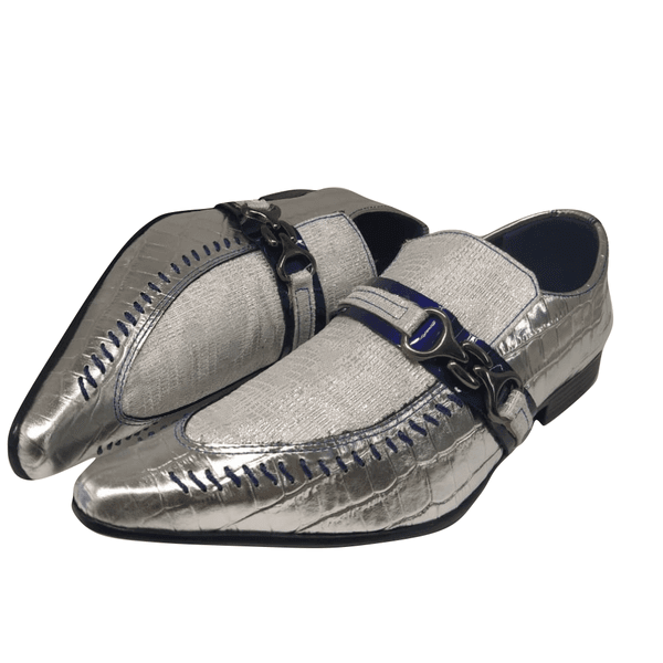 Sapato Masculino Italiano Em Couro Prata Yale Ref: 7085 Prata