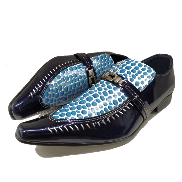 Sapato Masculino Italiano Em Couro Azul Flipovna Ref: 7089 Azul