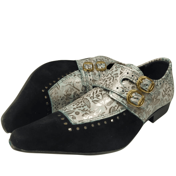 Sapato Masculino Italiano Em Couro Prata Hiro Flower Ref: 7096 Prata